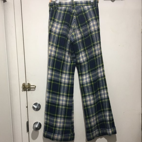 VINTAGE PLAID BELL BOTTOM PANTS SIZE 28 - Picture 5 of 9